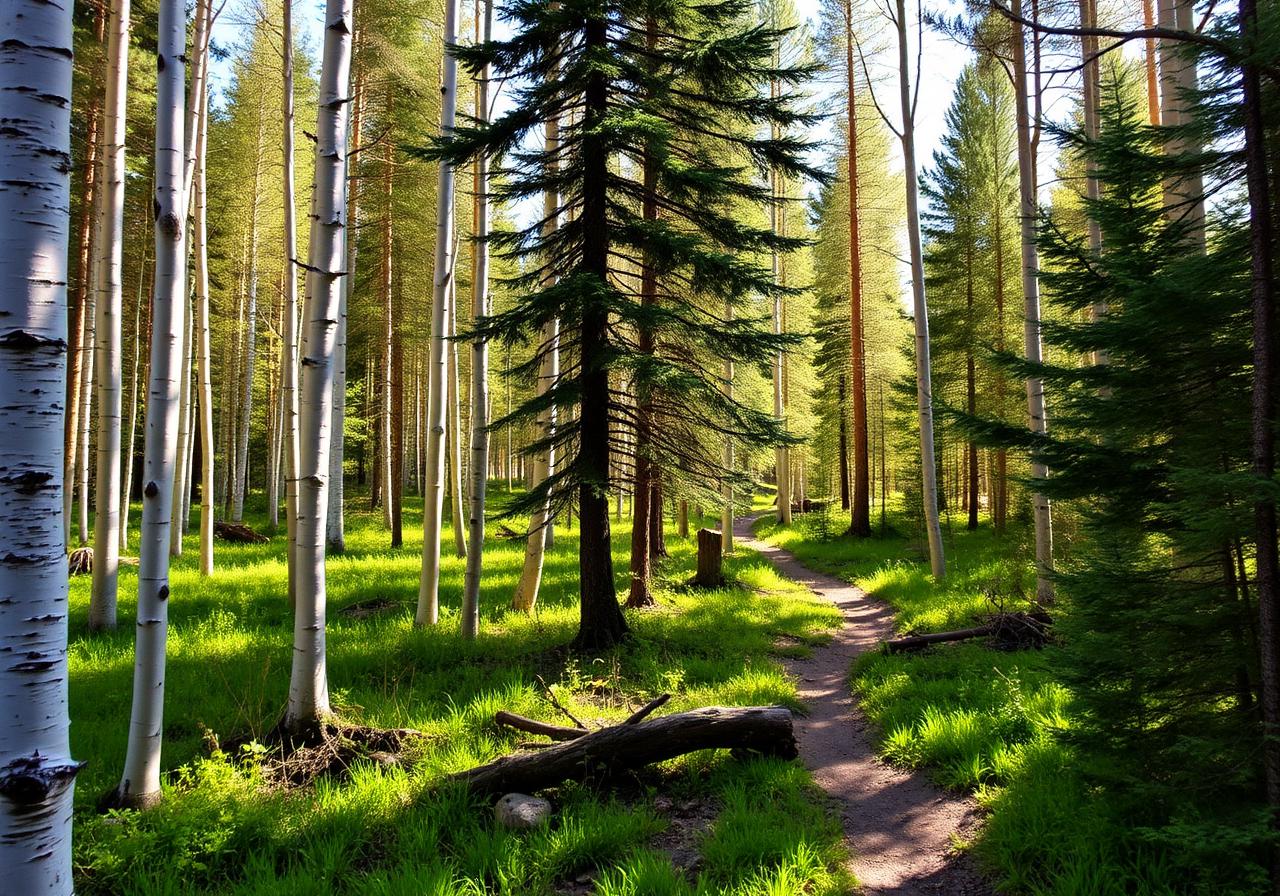 Forested trail through Fish Creek Provincial Park near Calgary