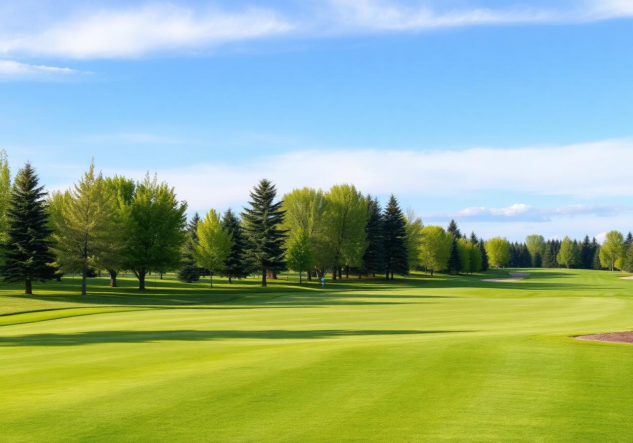 Manicured golf course fairway with mature trees, evoking Eagle Quest Douglasdale